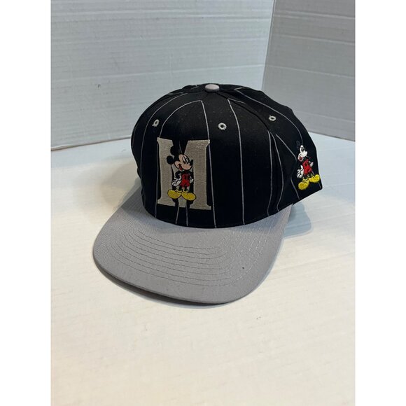 Vintage adult unisex Mickey Mouse Pinstripe Snapback Hat By Fresh Caps - Picture 1 of 11